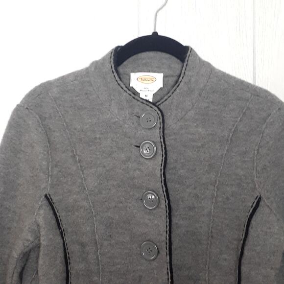 Talbots Wool Jacket Ladies Size Medium Gray 100% Merino Wool 6 Button Front - Picture 4 of 9